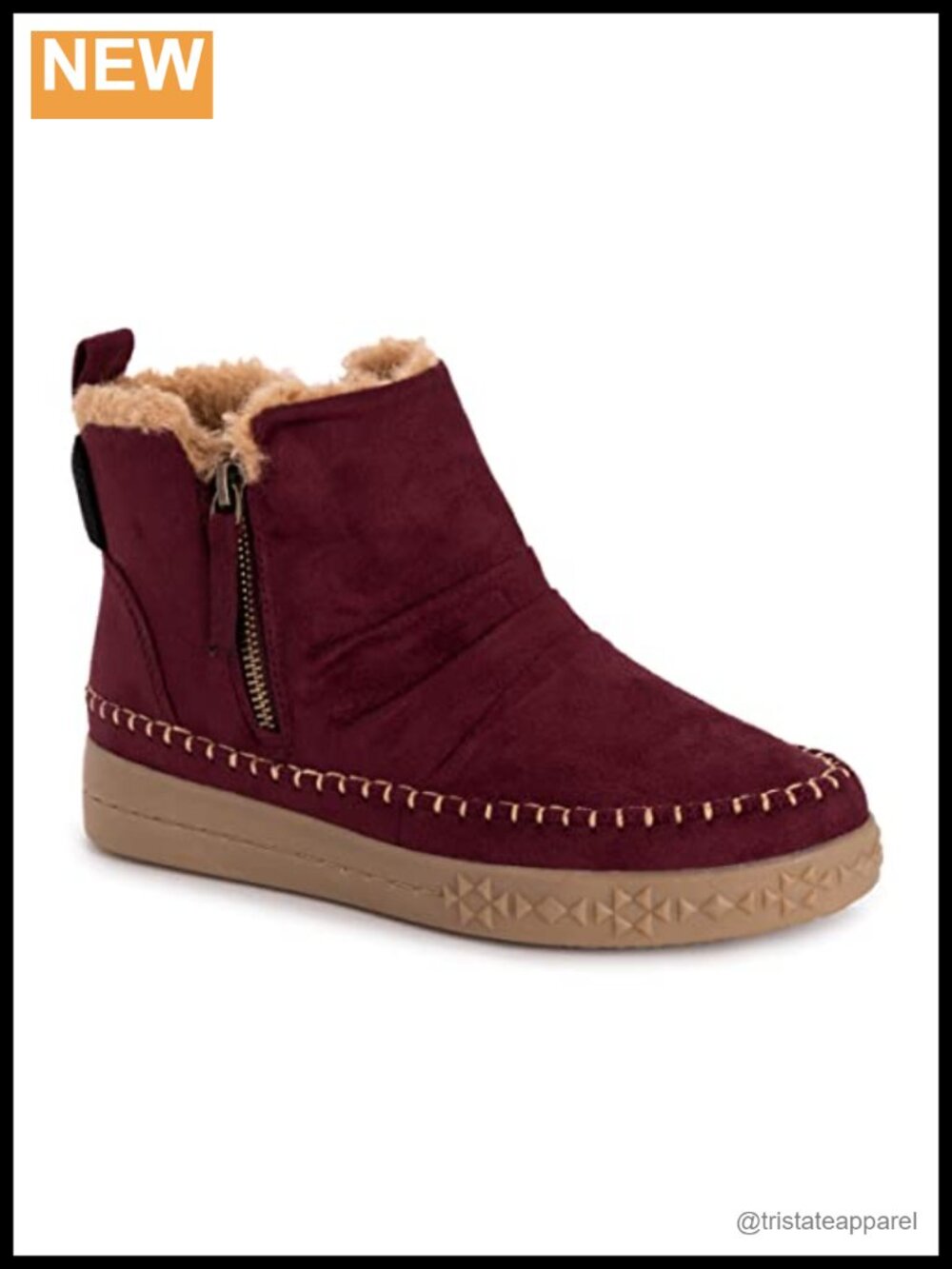 MUK LUKS Women's Ankle Bootie Memory Foam Water Resistant Zip